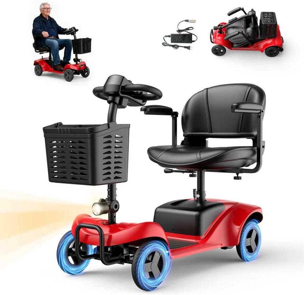 Mobility Scooter for Adults,4 Wheel Mobility Scooter,15 Miles Range,300W Battery,Red