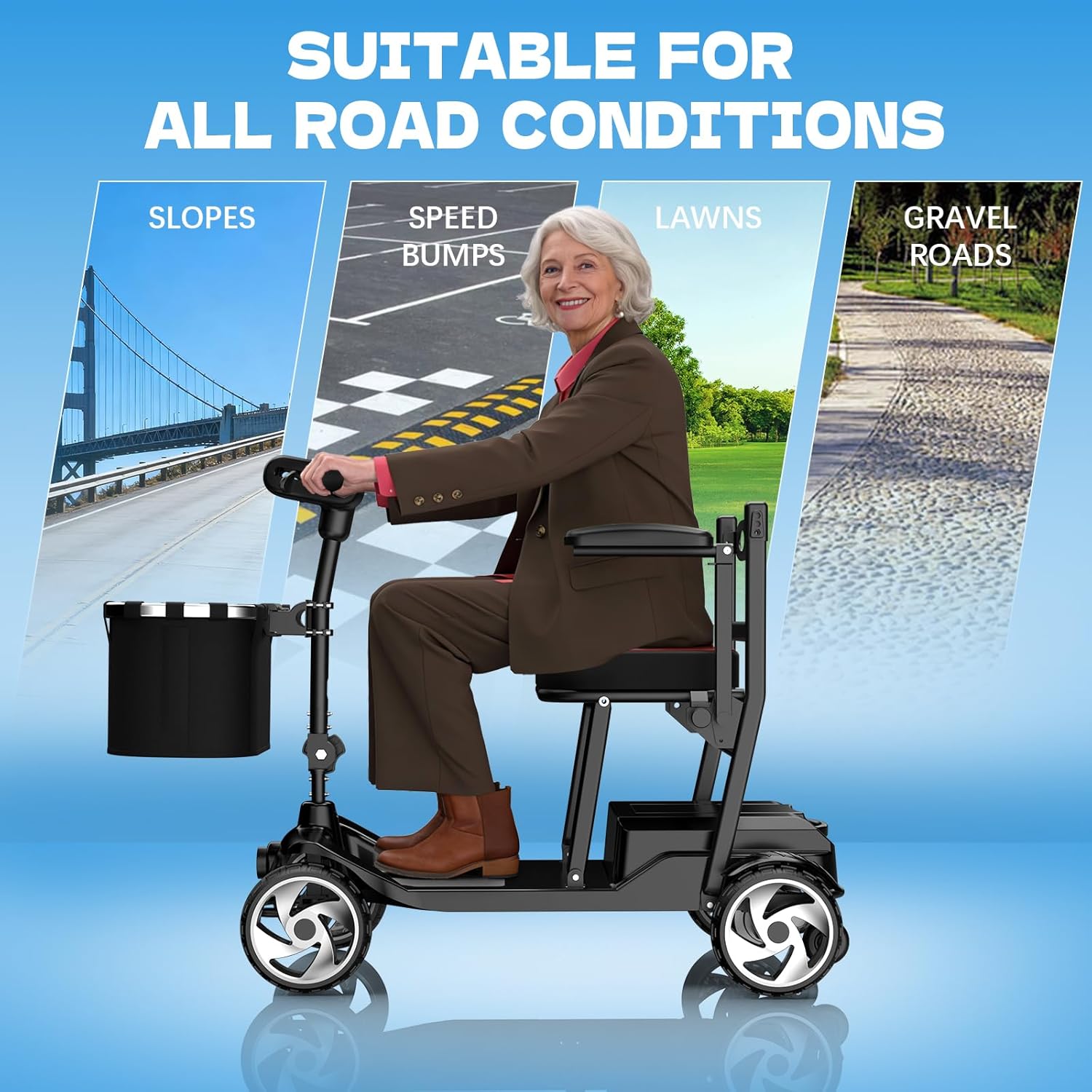 Mobility Scooters for Seniors,49 Lbs Lightweight Mobility Scooter,Upgraded Removable Battery,Black