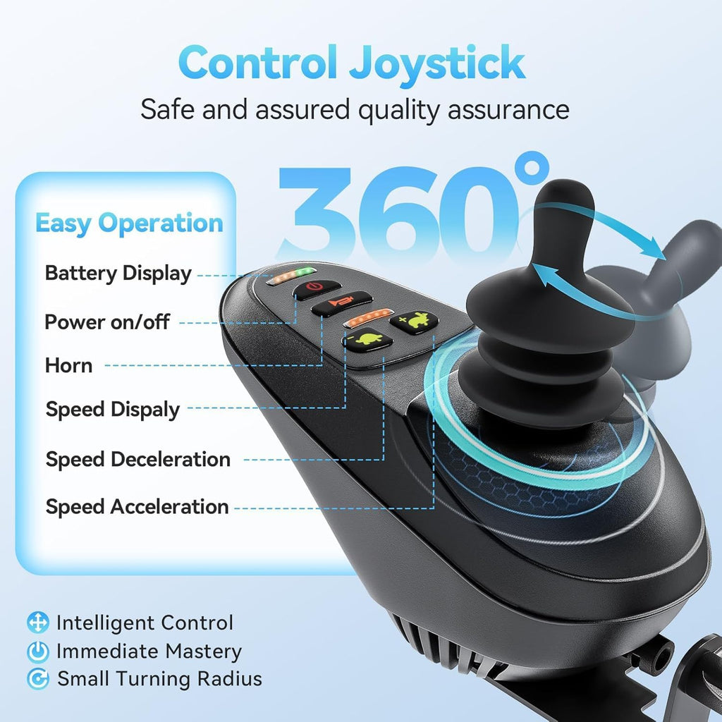 Electric Wheelchair for Adults - 15 Miles Long Travel Range, Lightweight Folding, Motorized Power Chair for Indoor/Outdoor Mobility - Compact Size